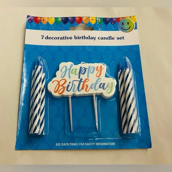 New 7 "Happy Birthday" Candles Blue Large Happy Birthday Candle made Vietnam - Picture 9 of 10